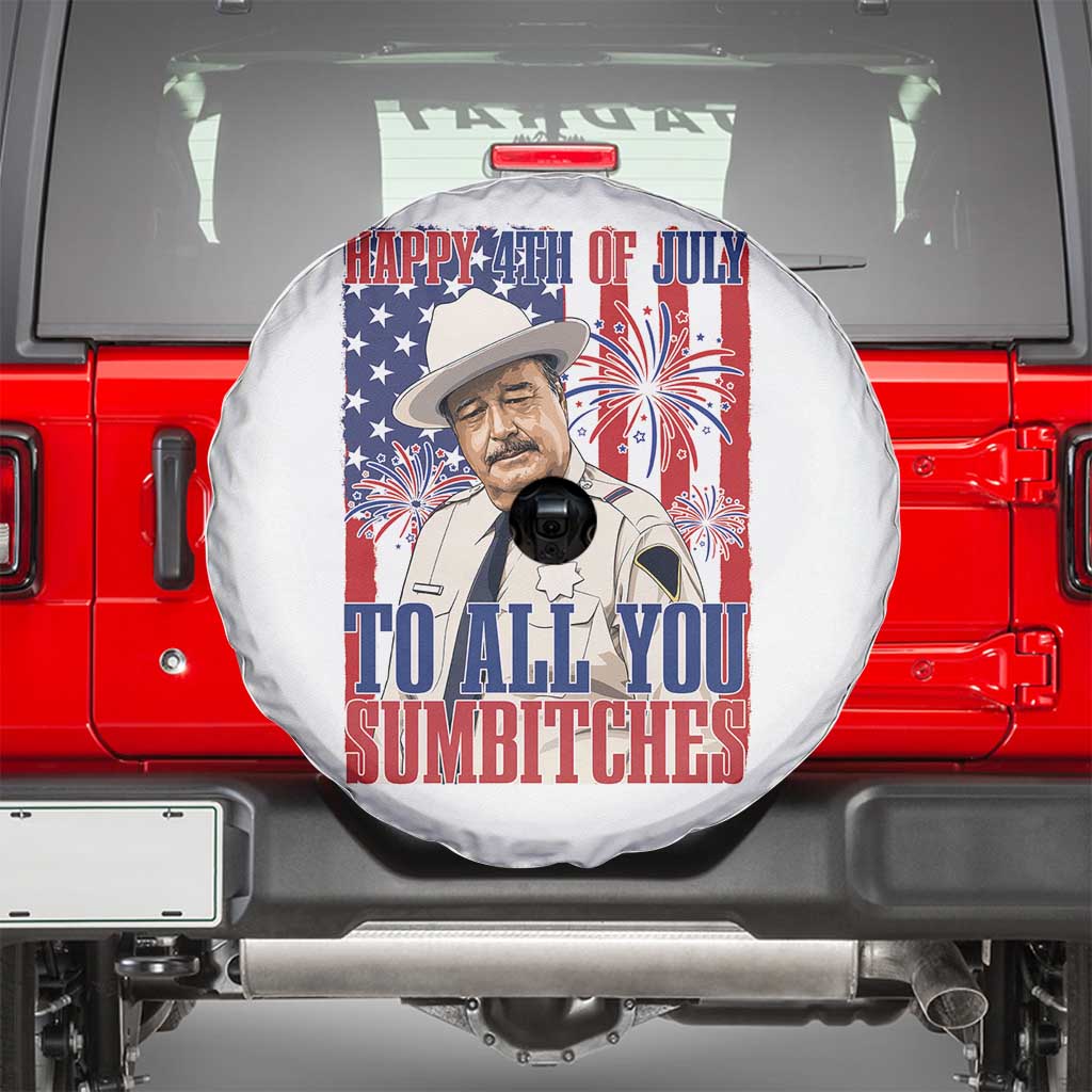 Happy 4th of July To All You Sumbitches Funny Sheriff Patriotic Graphic Spare Tire Cover Retro Movie Quote Inspo Country Humor