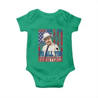 Happy 4th of July To All You Sumbitches Funny Sheriff Patriotic Graphic Baby Onesie Retro Movie Quote Inspo Country Humor