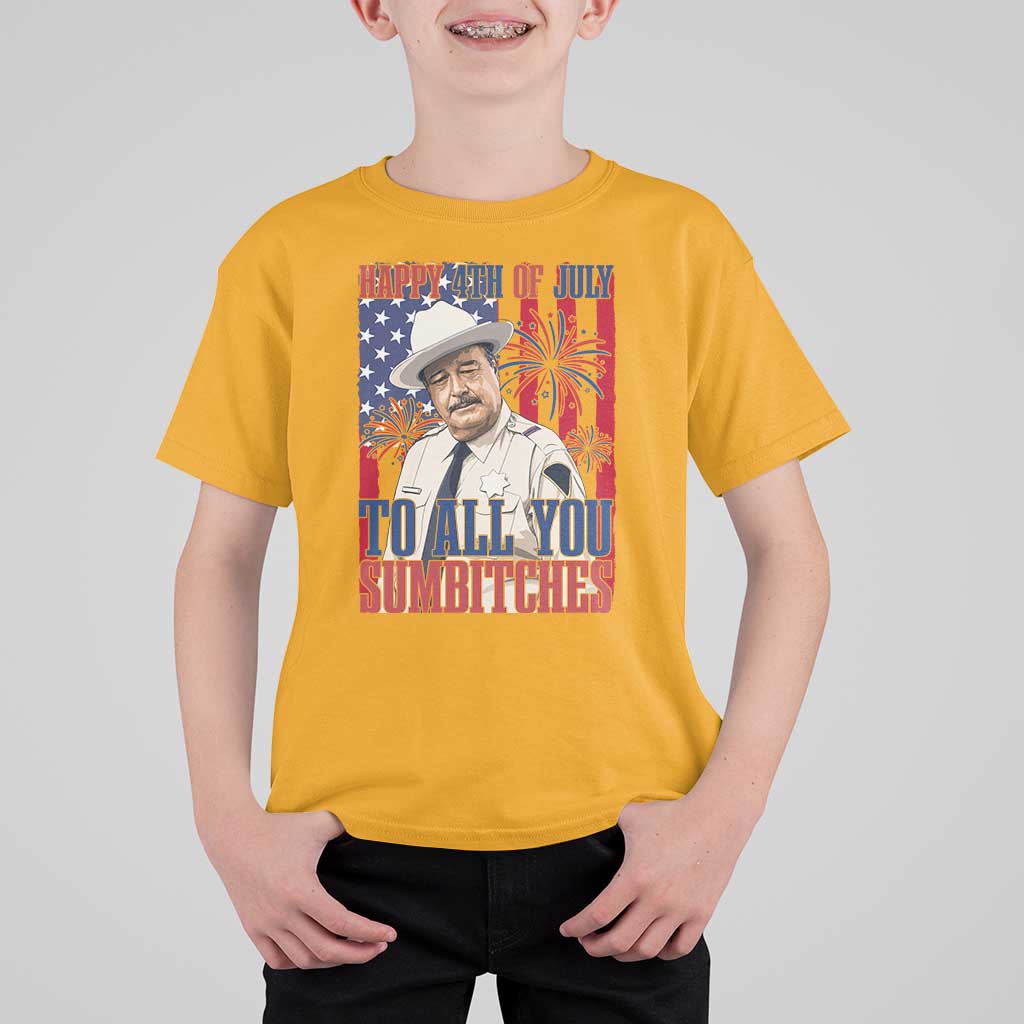 Happy 4th of July To All You Sumbitches Funny Sheriff Patriotic Graphic T Shirt For Kid Retro Movie Quote Inspo Country Humor
