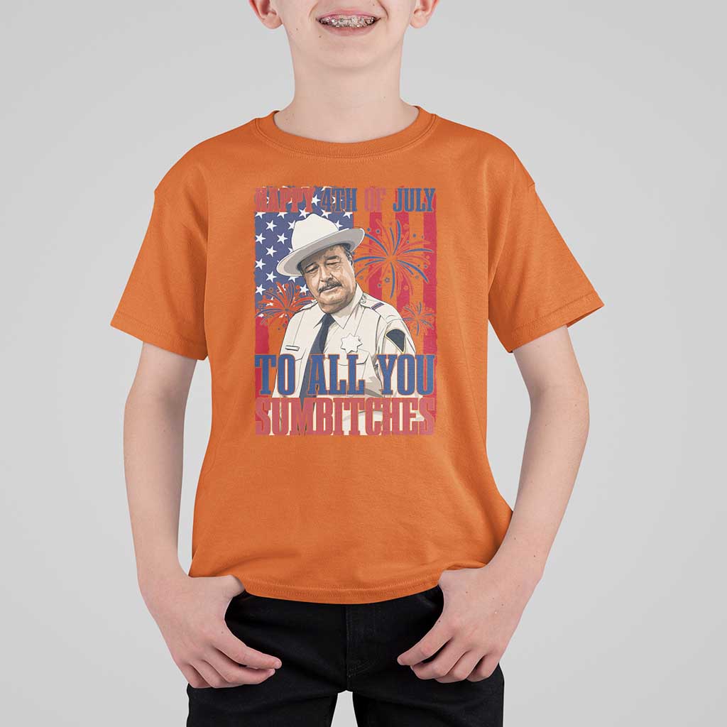 Happy 4th of July To All You Sumbitches Funny Sheriff Patriotic Graphic T Shirt For Kid Retro Movie Quote Inspo Country Humor