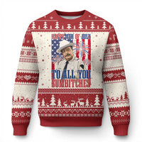 Happy 4th of July To All You Sumbitches Funny Sheriff Patriotic Graphic Ugly Christmas Sweater Retro Movie Quote Inspo Country Humor
