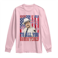 Happy 4th of July To All You Sumbitches Funny Sheriff Patriotic Graphic Long Sleeve Shirt Retro Movie Quote Inspo Country Humor