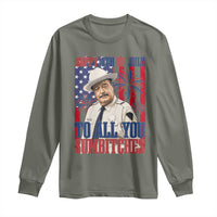 Happy 4th of July To All You Sumbitches Funny Sheriff Patriotic Graphic Long Sleeve Shirt Retro Movie Quote Inspo Country Humor