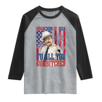 Happy 4th of July To All You Sumbitches Funny Sheriff Patriotic Graphic Raglan Shirt Retro Movie Quote Inspo Country Humor