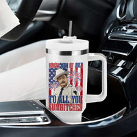 Happy 4th of July To All You Sumbitches Funny Sheriff Patriotic Graphic Tumbler With Handle Retro Movie Quote Inspo Country Humor