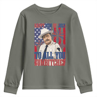 Happy 4th of July To All You Sumbitches Funny Sheriff Patriotic Graphic Youth Sweatshirt Retro Movie Quote Inspo Country Humor