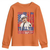 Happy 4th of July To All You Sumbitches Funny Sheriff Patriotic Graphic Youth Sweatshirt Retro Movie Quote Inspo Country Humor