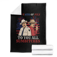 Happy 4th of July To All You Sumbitches Country Humor Throw Blanket Vintage Southern Cowboy Patriotic Graphic