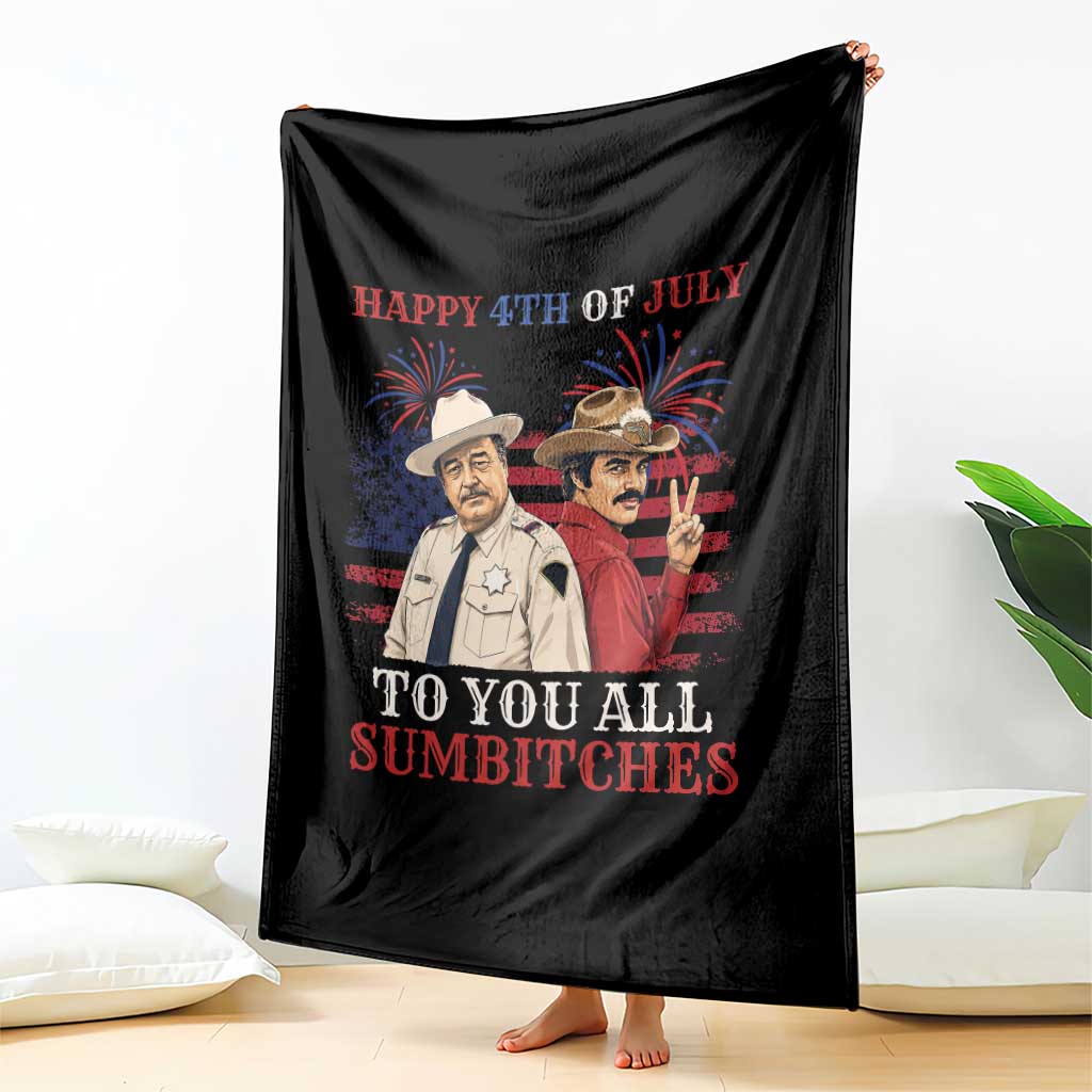 Happy 4th of July To All You Sumbitches Country Humor Throw Blanket Vintage Southern Cowboy Patriotic Graphic