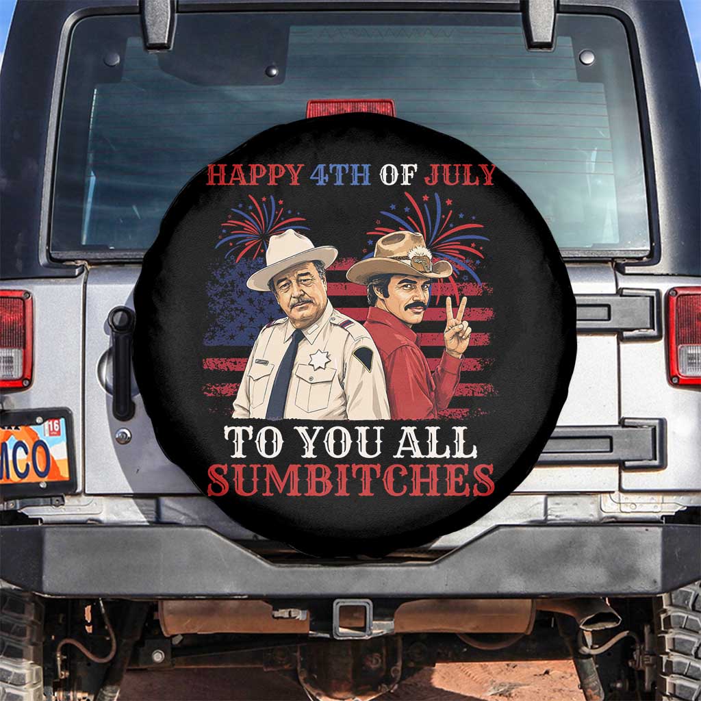 Happy 4th of July To All You Sumbitches Country Humor Spare Tire Cover Vintage Southern Cowboy Patriotic Graphic