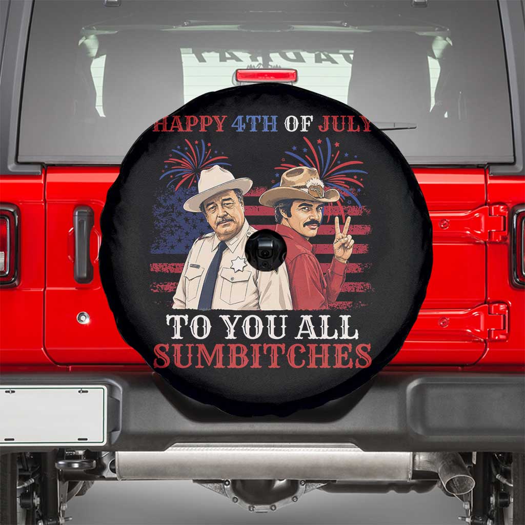 Happy 4th of July To All You Sumbitches Country Humor Spare Tire Cover Vintage Southern Cowboy Patriotic Graphic
