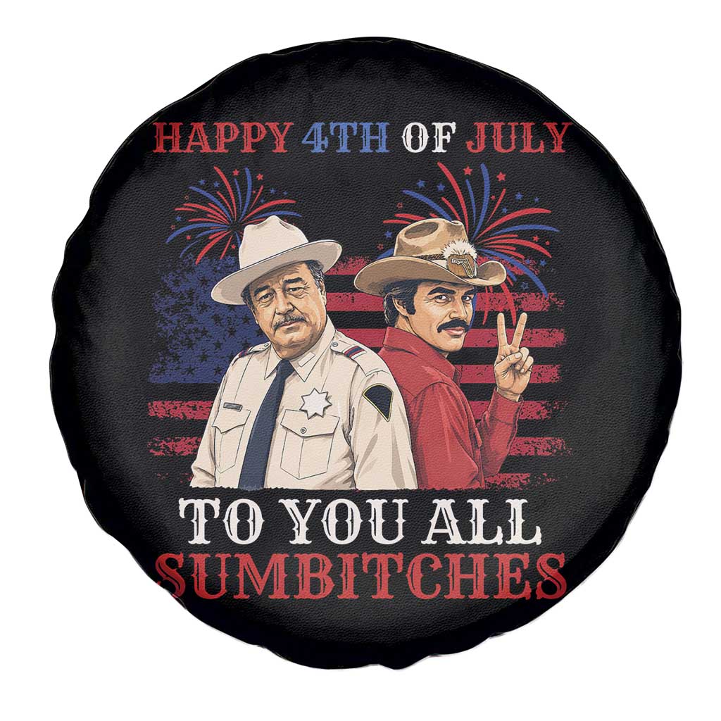 Happy 4th of July To All You Sumbitches Country Humor Spare Tire Cover Vintage Southern Cowboy Patriotic Graphic