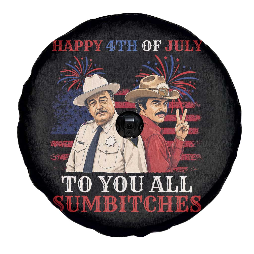 Happy 4th of July To All You Sumbitches Country Humor Spare Tire Cover Vintage Southern Cowboy Patriotic Graphic