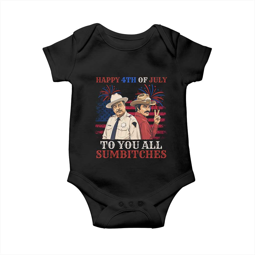 Happy 4th of July To All You Sumbitches Country Humor Baby Onesie Vintage Southern Cowboy Patriotic Graphic