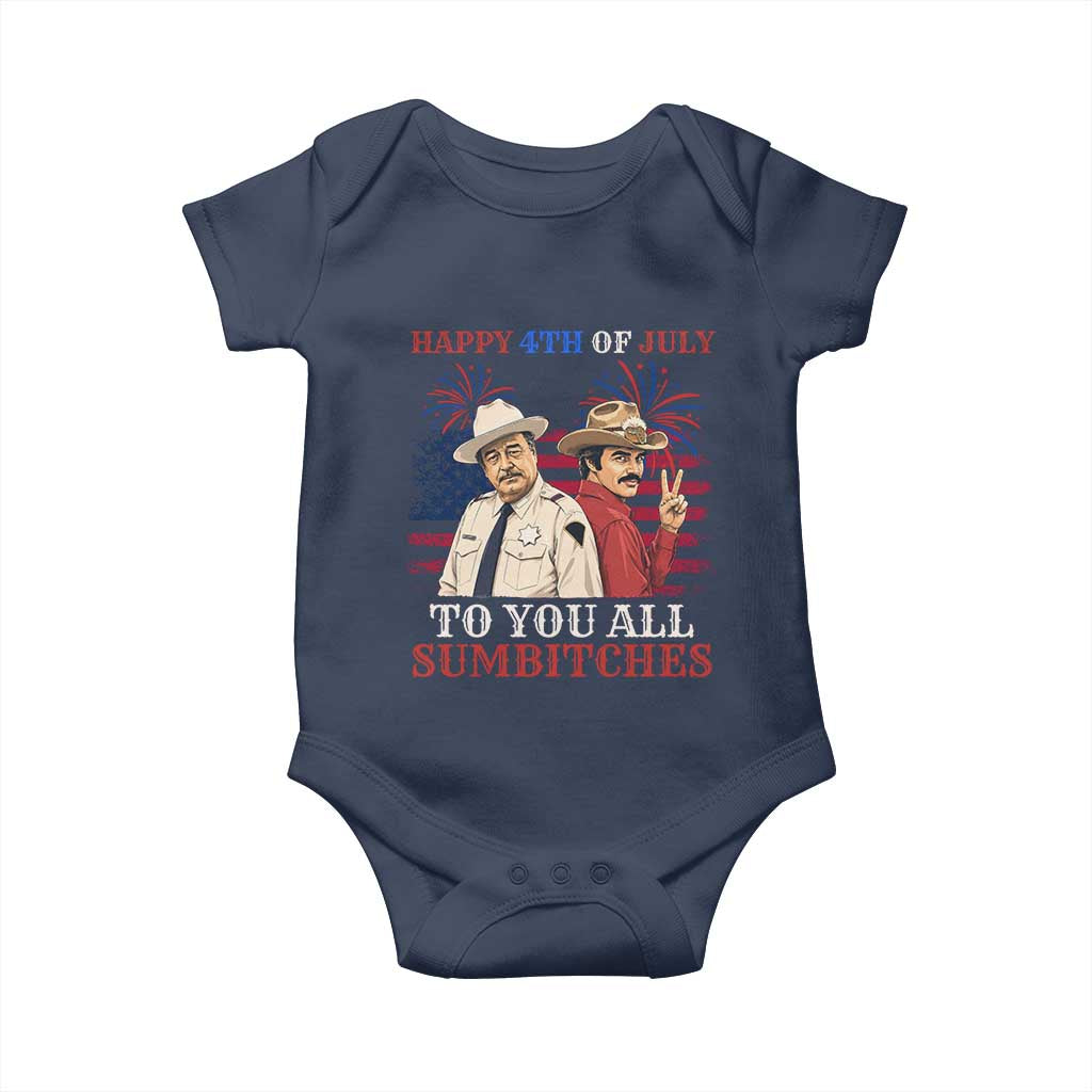 Happy 4th of July To All You Sumbitches Country Humor Baby Onesie Vintage Southern Cowboy Patriotic Graphic