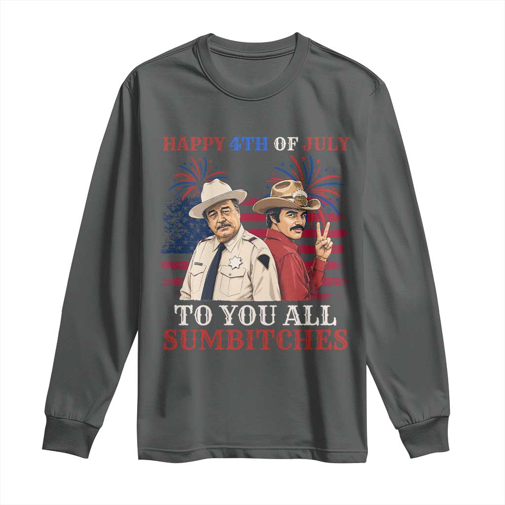 Happy 4th of July To All You Sumbitches Country Humor Long Sleeve Shirt Vintage Southern Cowboy Patriotic Graphic