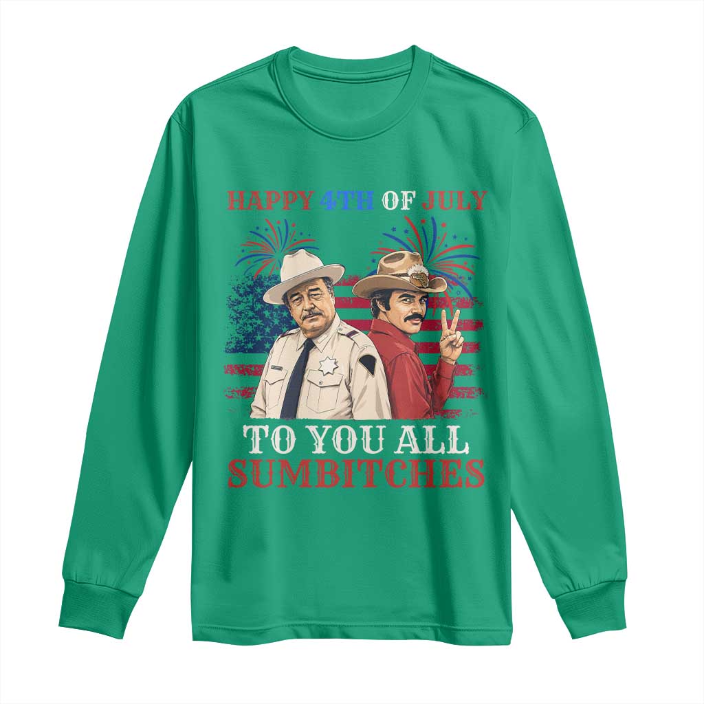 Happy 4th of July To All You Sumbitches Country Humor Long Sleeve Shirt Vintage Southern Cowboy Patriotic Graphic