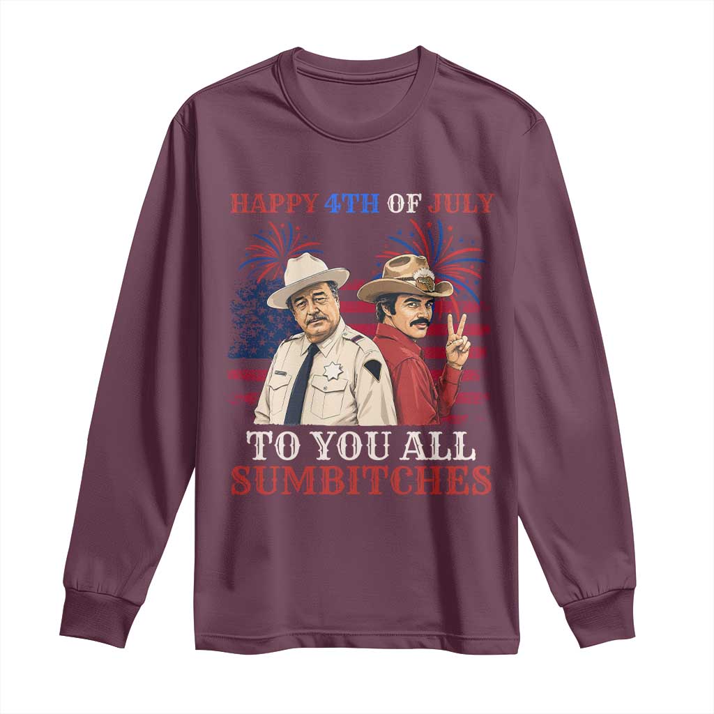 Happy 4th of July To All You Sumbitches Country Humor Long Sleeve Shirt Vintage Southern Cowboy Patriotic Graphic