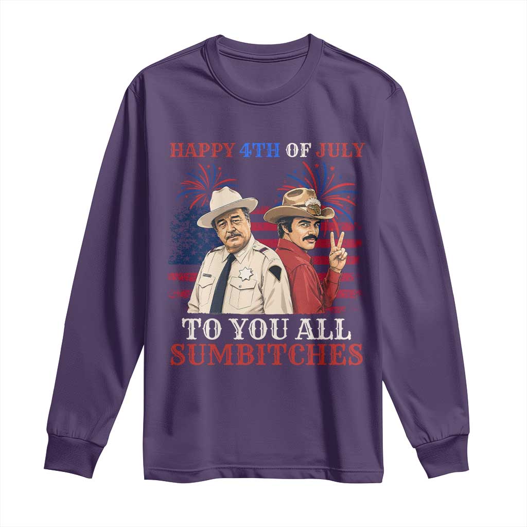 Happy 4th of July To All You Sumbitches Country Humor Long Sleeve Shirt Vintage Southern Cowboy Patriotic Graphic