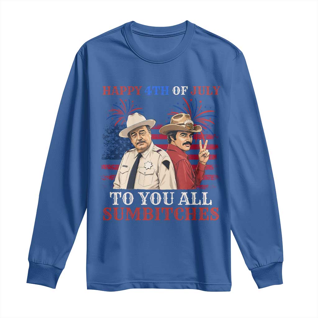 Happy 4th of July To All You Sumbitches Country Humor Long Sleeve Shirt Vintage Southern Cowboy Patriotic Graphic