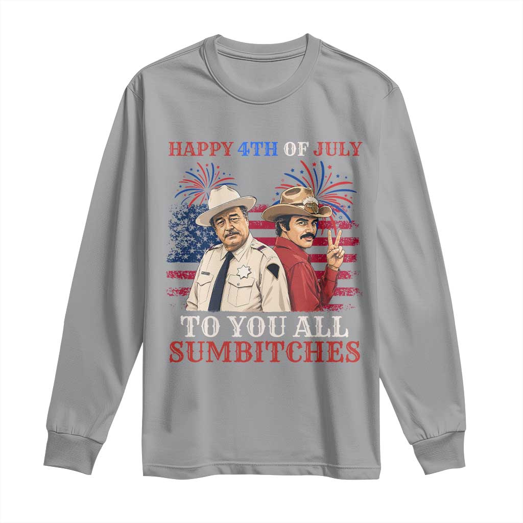 Happy 4th of July To All You Sumbitches Country Humor Long Sleeve Shirt Vintage Southern Cowboy Patriotic Graphic