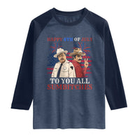 Happy 4th of July To All You Sumbitches Country Humor Raglan Shirt Vintage Southern Cowboy Patriotic Graphic