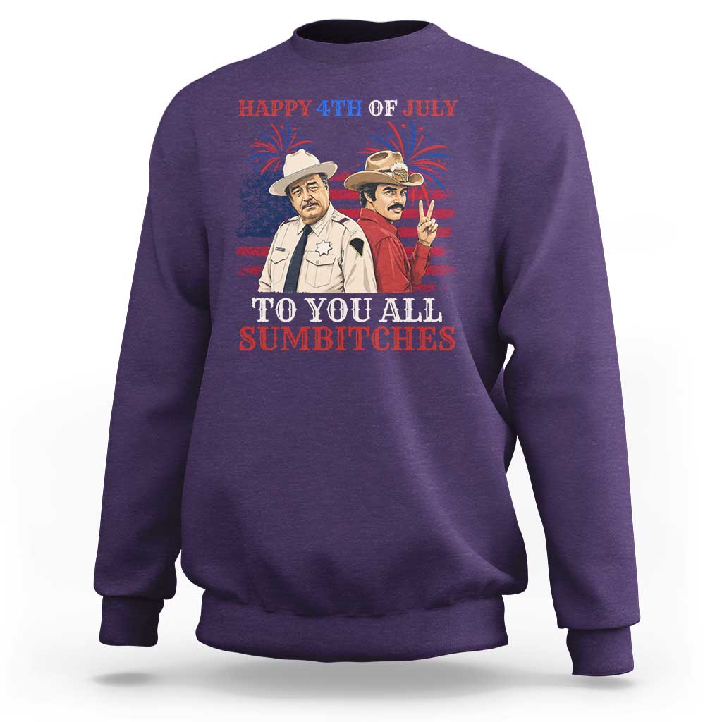 Happy 4th of July To All You Sumbitches Country Humor Sweatshirt Vintage Southern Cowboy Patriotic Graphic
