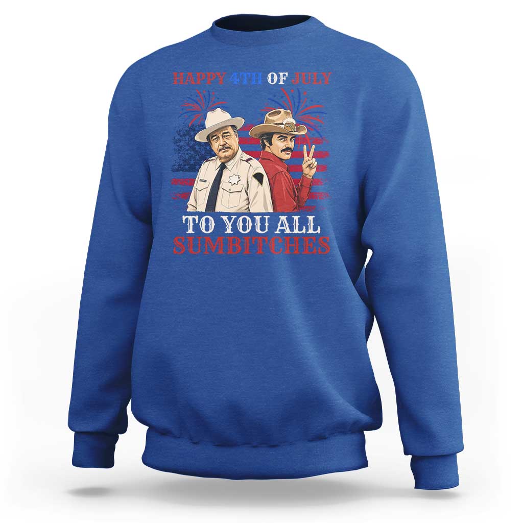Happy 4th of July To All You Sumbitches Country Humor Sweatshirt Vintage Southern Cowboy Patriotic Graphic