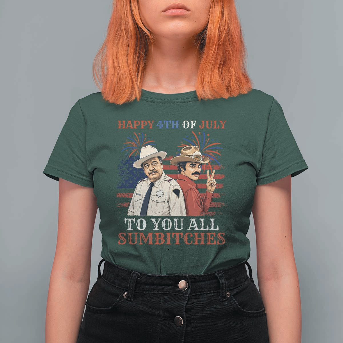 Happy 4th of July To All You Sumbitches Country Humor T Shirt For Women Vintage Southern Cowboy Patriotic Graphic