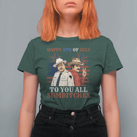 Happy 4th of July To All You Sumbitches Country Humor T Shirt For Women Vintage Southern Cowboy Patriotic Graphic