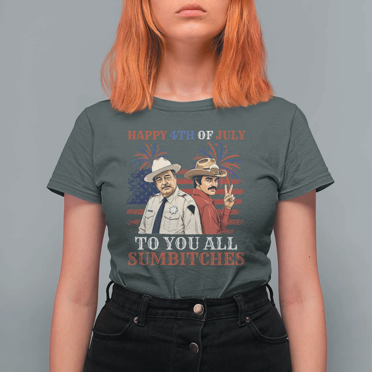 Happy 4th of July To All You Sumbitches Country Humor T Shirt For Women Vintage Southern Cowboy Patriotic Graphic