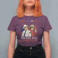 Happy 4th of July To All You Sumbitches Country Humor T Shirt For Women Vintage Southern Cowboy Patriotic Graphic