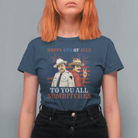 Happy 4th of July To All You Sumbitches Country Humor T Shirt For Women Vintage Southern Cowboy Patriotic Graphic