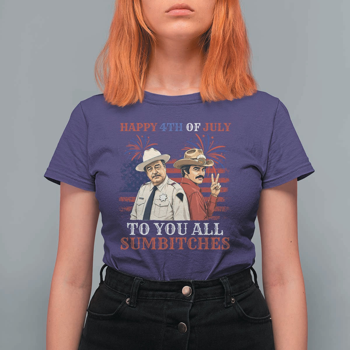 Happy 4th of July To All You Sumbitches Country Humor T Shirt For Women Vintage Southern Cowboy Patriotic Graphic