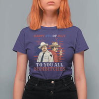 Happy 4th of July To All You Sumbitches Country Humor T Shirt For Women Vintage Southern Cowboy Patriotic Graphic