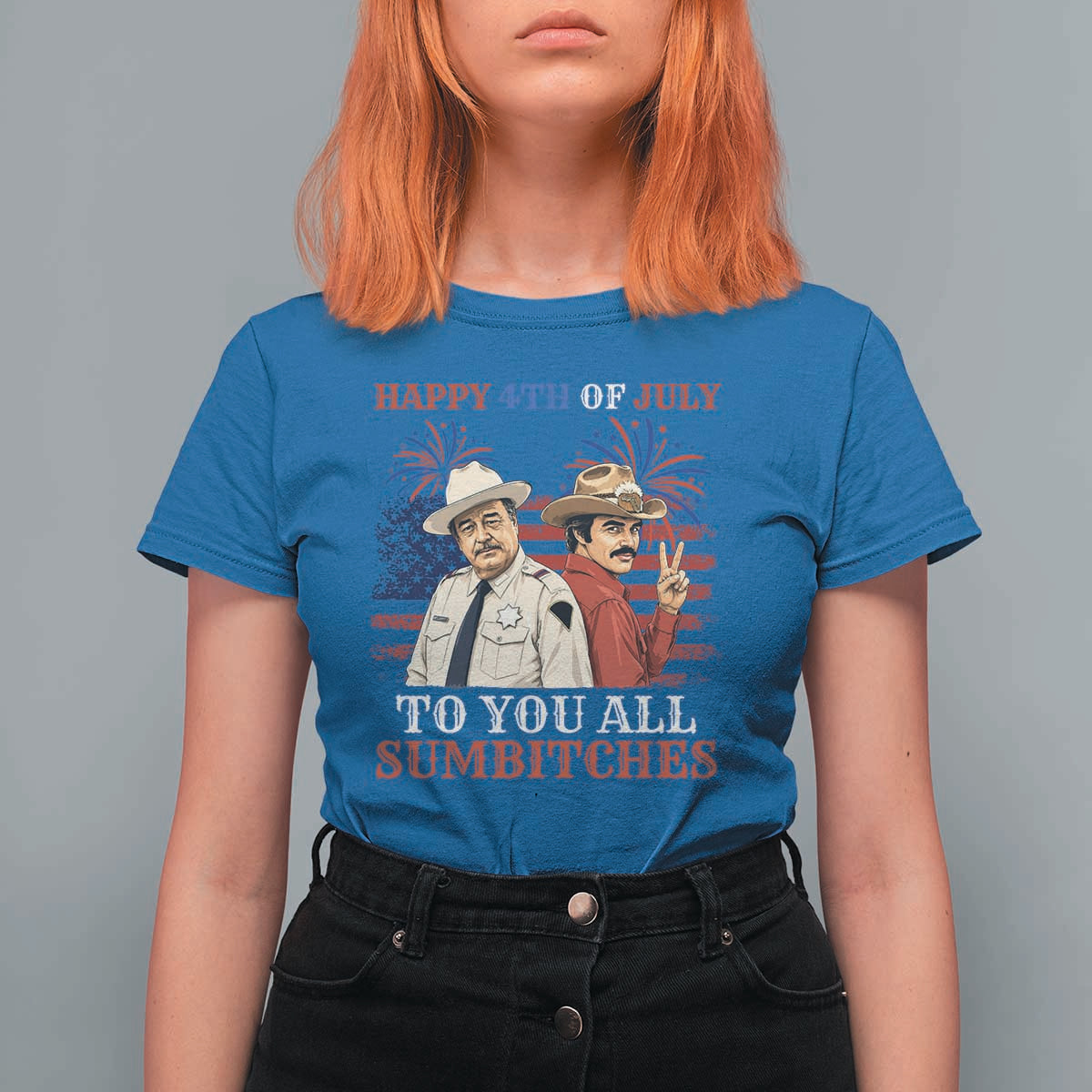 Happy 4th of July To All You Sumbitches Country Humor T Shirt For Women Vintage Southern Cowboy Patriotic Graphic