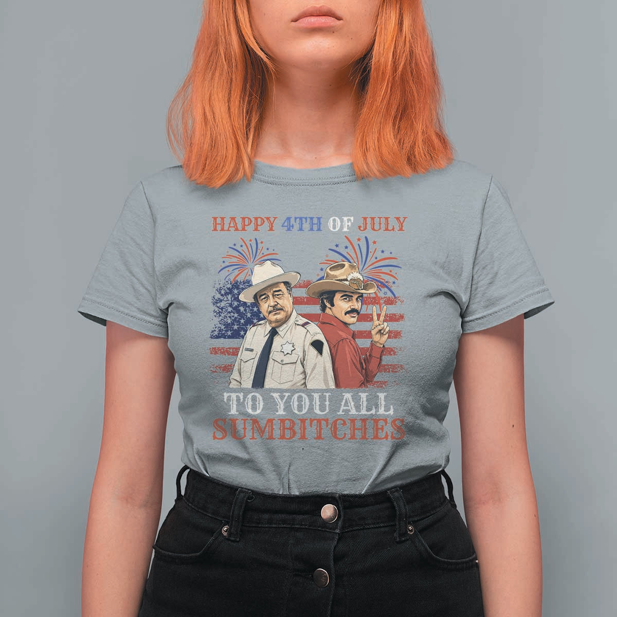 Happy 4th of July To All You Sumbitches Country Humor T Shirt For Women Vintage Southern Cowboy Patriotic Graphic