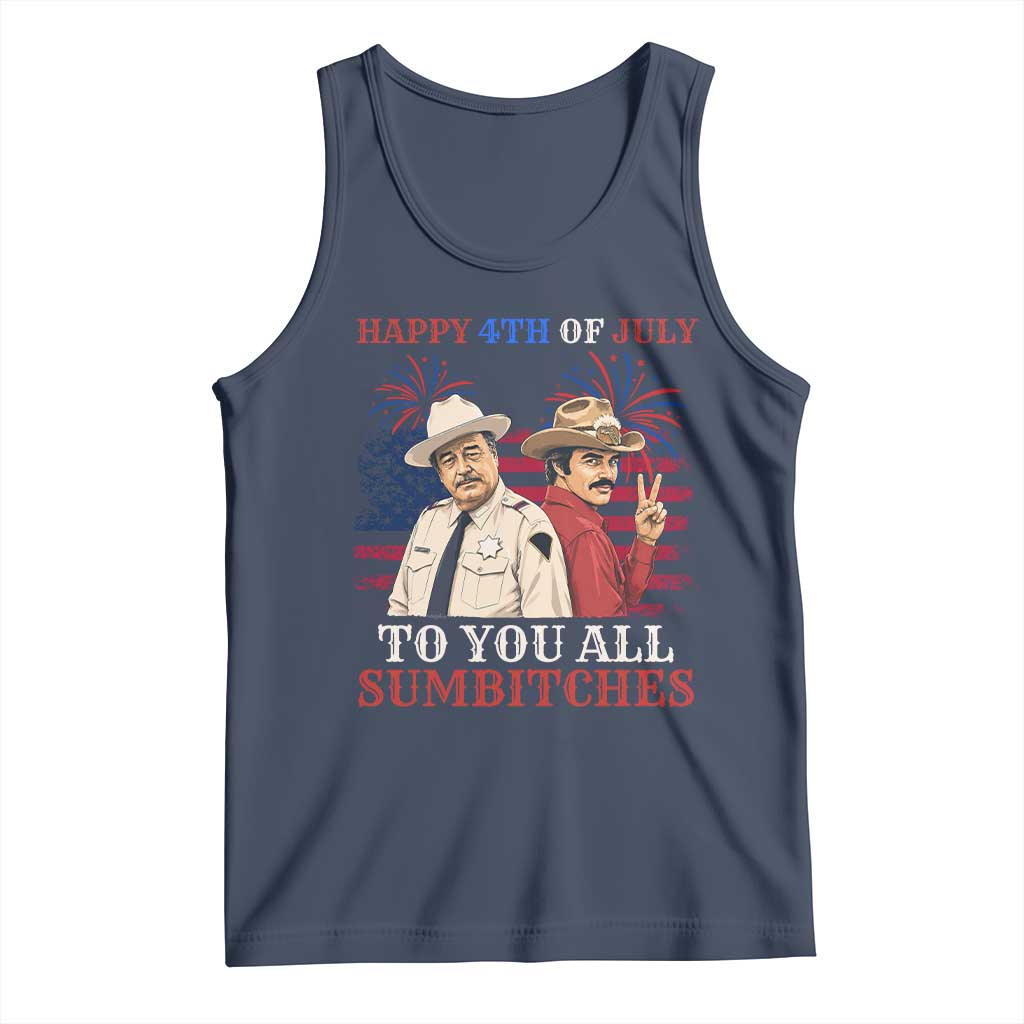 Happy 4th of July To All You Sumbitches Country Humor Tank Top Vintage Southern Cowboy Patriotic Graphic