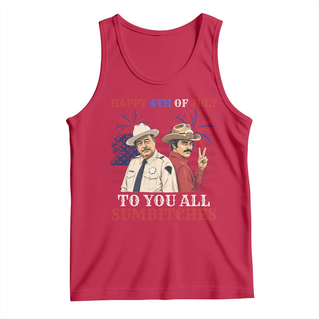 Happy 4th of July To All You Sumbitches Country Humor Tank Top Vintage Southern Cowboy Patriotic Graphic