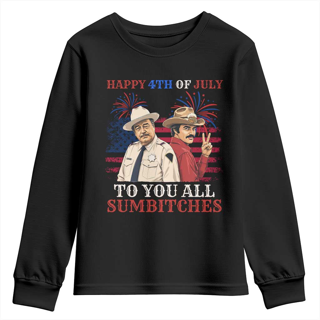 Happy 4th of July To All You Sumbitches Country Humor Youth Sweatshirt Vintage Southern Cowboy Patriotic Graphic