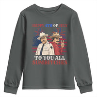 Happy 4th of July To All You Sumbitches Country Humor Youth Sweatshirt Vintage Southern Cowboy Patriotic Graphic