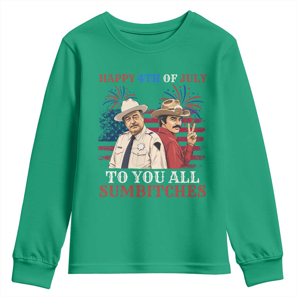 Happy 4th of July To All You Sumbitches Country Humor Youth Sweatshirt Vintage Southern Cowboy Patriotic Graphic