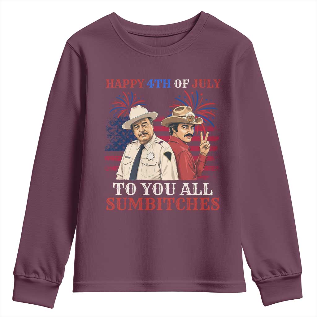 Happy 4th of July To All You Sumbitches Country Humor Youth Sweatshirt Vintage Southern Cowboy Patriotic Graphic