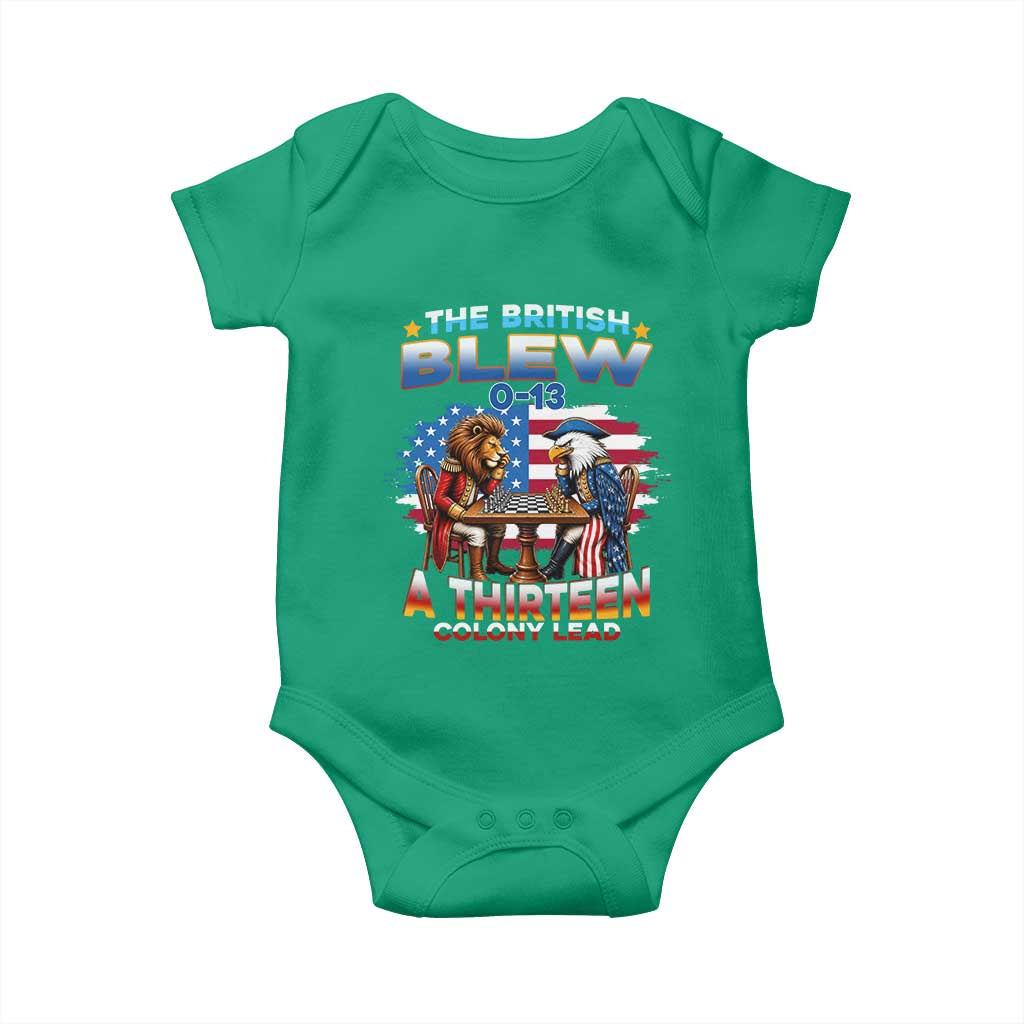 The British Blew A Thirteen Colony Lead 0-13 Lion vs Eagle Baby Onesie Chess Match Patriotic 4th of July Funny History Graphic