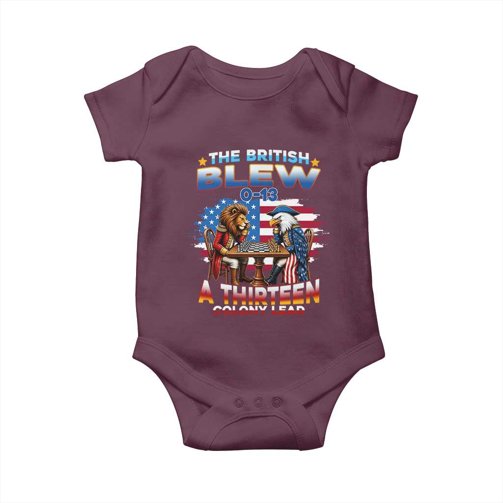 The British Blew A Thirteen Colony Lead 0-13 Lion vs Eagle Baby Onesie Chess Match Patriotic 4th of July Funny History Graphic