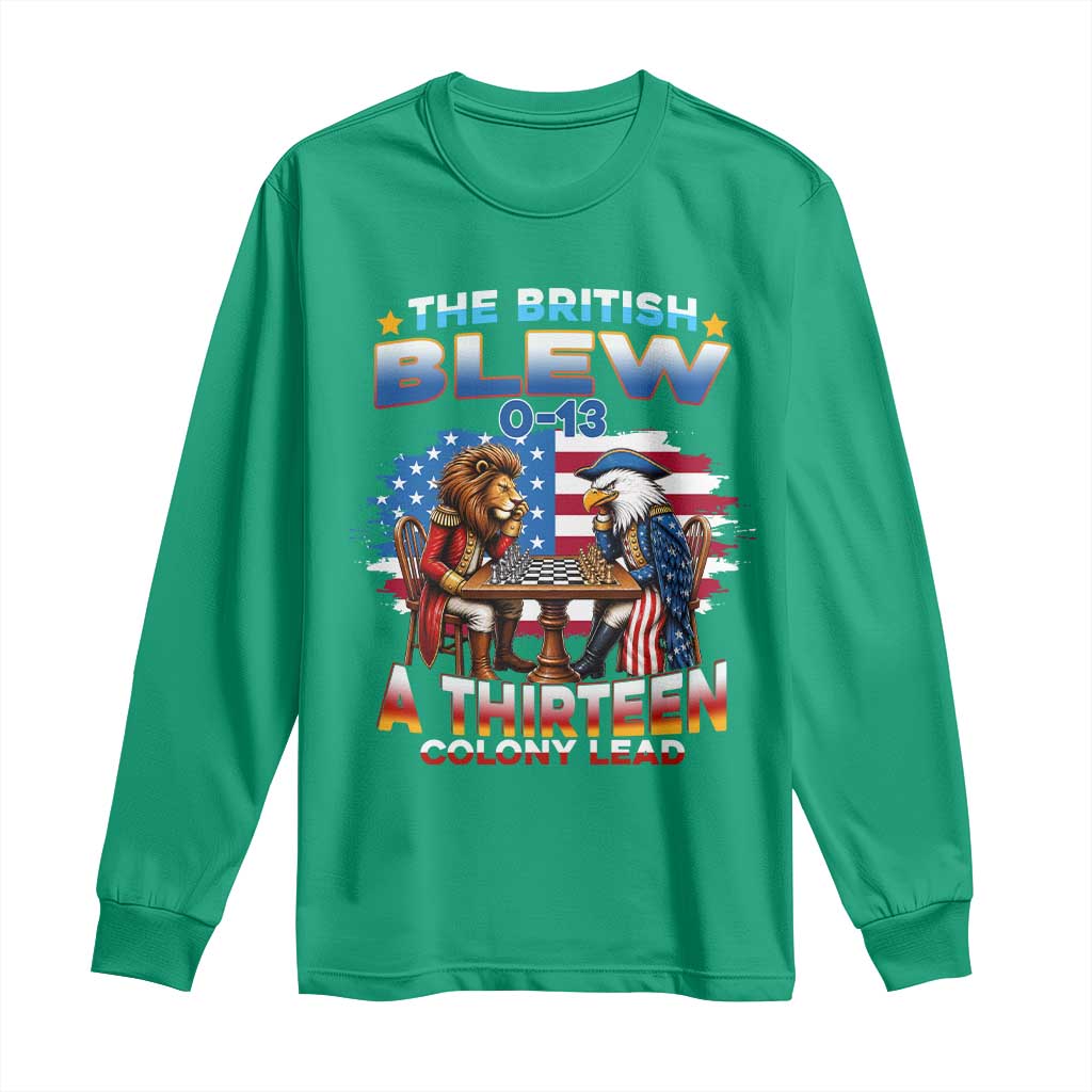 The British Blew A Thirteen Colony Lead 0-13 Lion vs Eagle Long Sleeve Shirt Chess Match Patriotic 4th of July Funny History Graphic