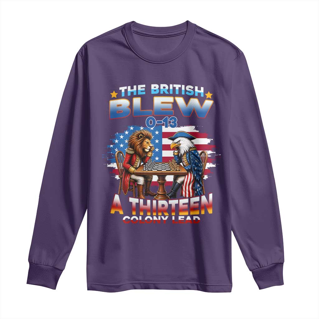 The British Blew A Thirteen Colony Lead 0-13 Lion vs Eagle Long Sleeve Shirt Chess Match Patriotic 4th of July Funny History Graphic