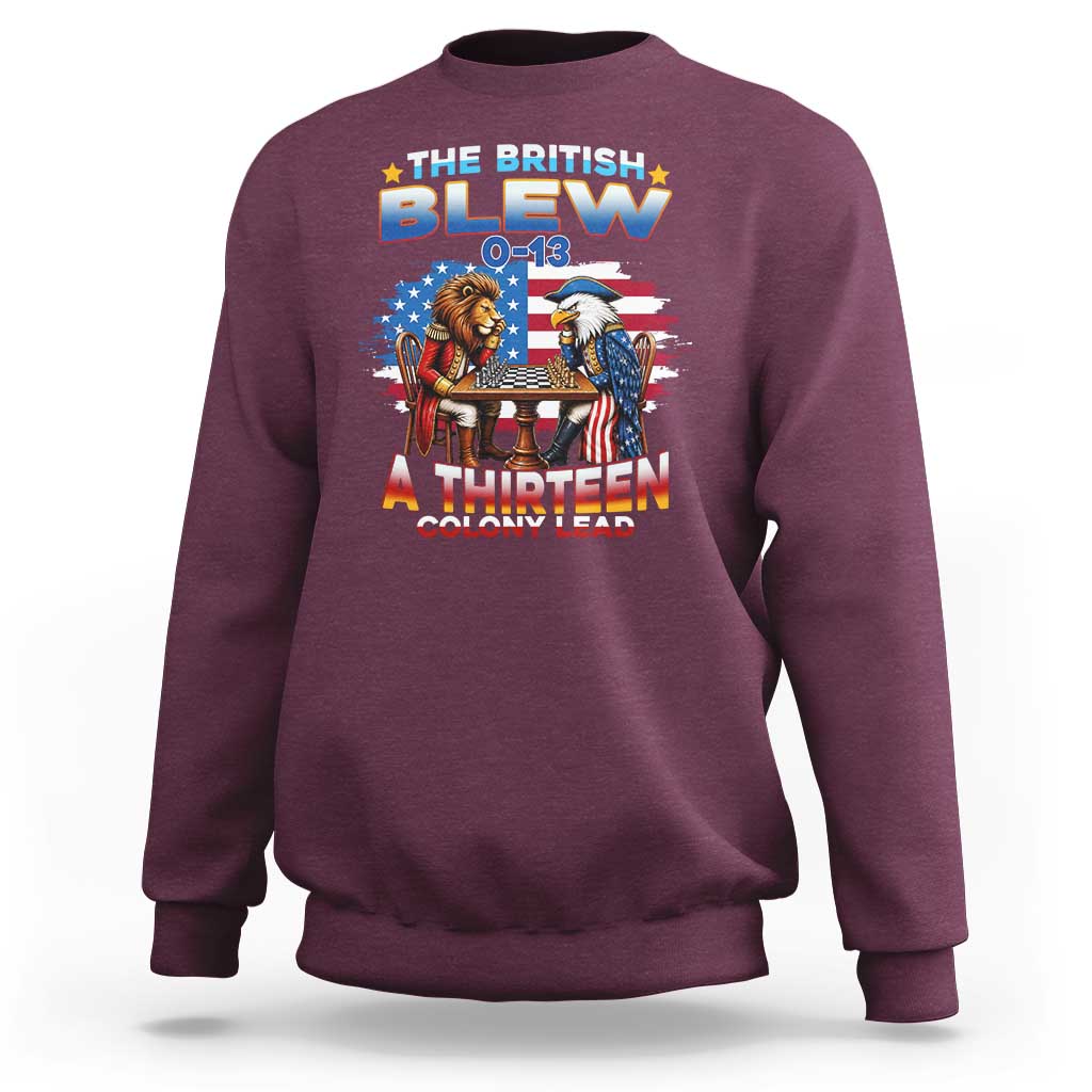 The British Blew A Thirteen Colony Lead 0-13 Lion vs Eagle Sweatshirt Chess Match Patriotic 4th of July Funny History Graphic