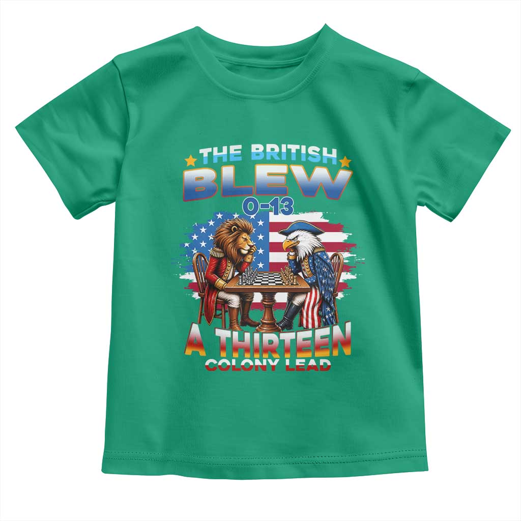 The British Blew A Thirteen Colony Lead 0-13 Lion vs Eagle Toddler T Shirt Chess Match Patriotic 4th of July Funny History Graphic