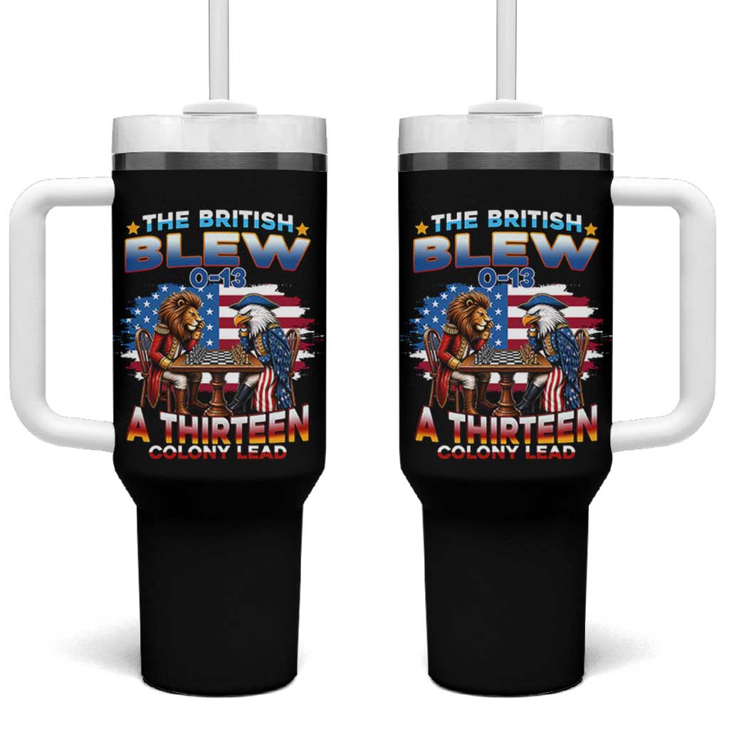 The British Blew A Thirteen Colony Lead 0-13 Lion vs Eagle Tumbler With Handle Chess Match Patriotic 4th of July Funny History Graphic